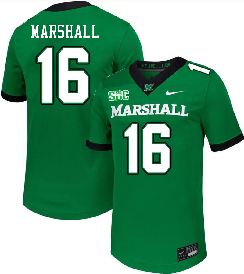 Marshall Thundering Herd #16 Jalen Marshall College Football Jerseys Stitched-Green Marshall Thundering Herd #16 Jalen Marshall College Football Jerseys Stitched-Green